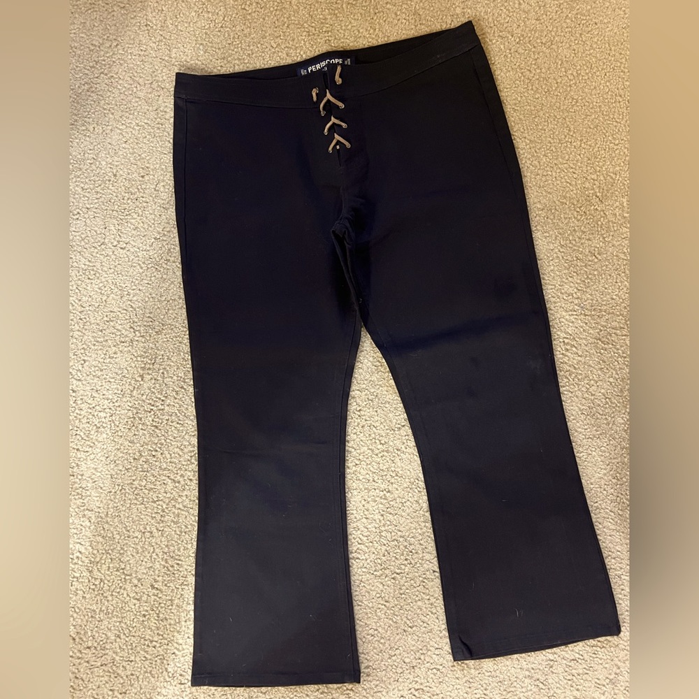 Periscope Black With Tie Up Front Flare Cropped  Dress Pants